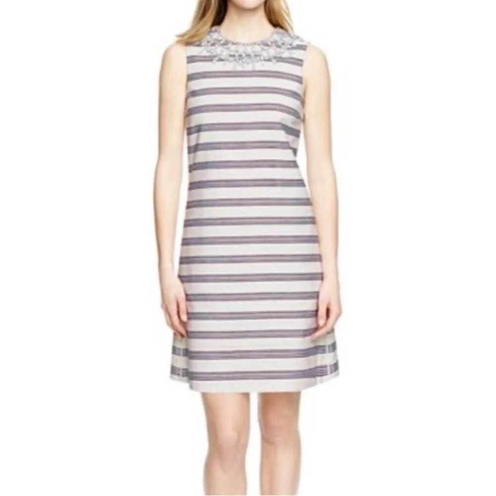 beaded collar shift dress Tory Burch Kaylin embroidered embellished size 12 Size:10 years -12 years Smart Casual Dress Code 40% Silk MATERIAL_Tulle